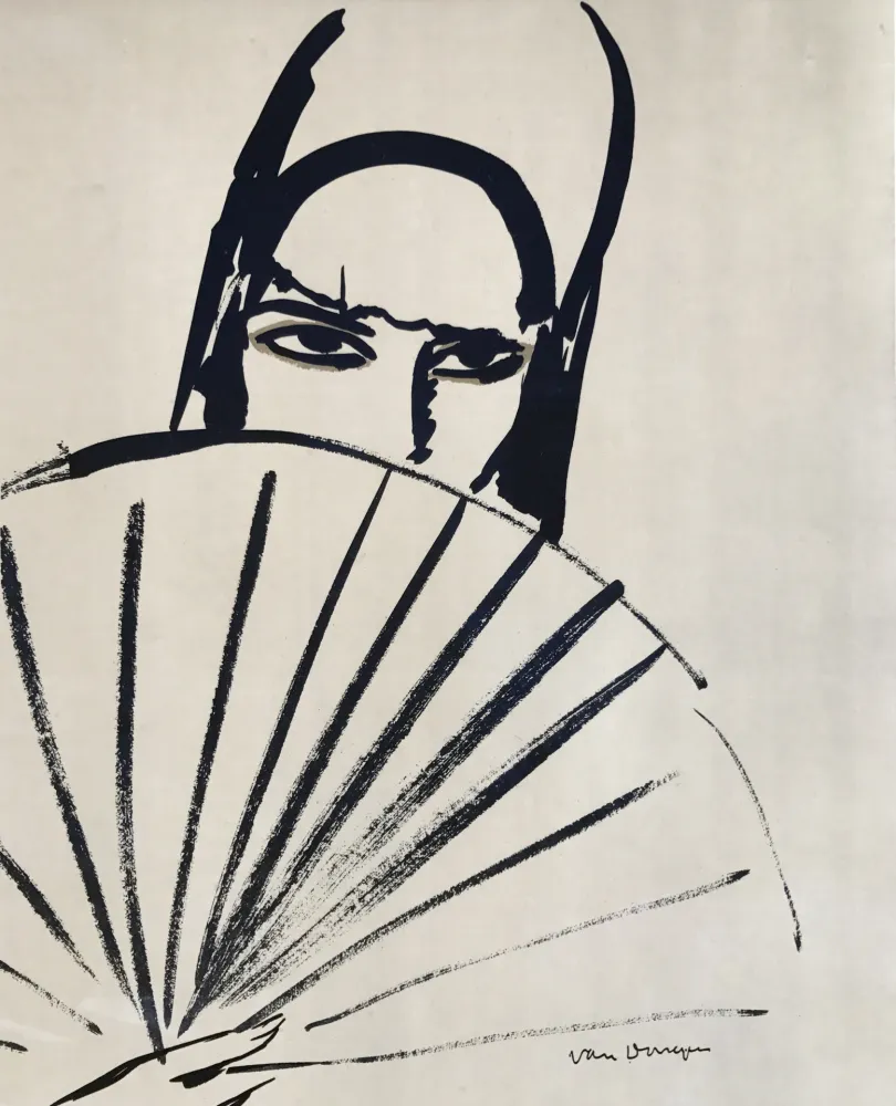 Litografía Van Dongen - Woman with fan
