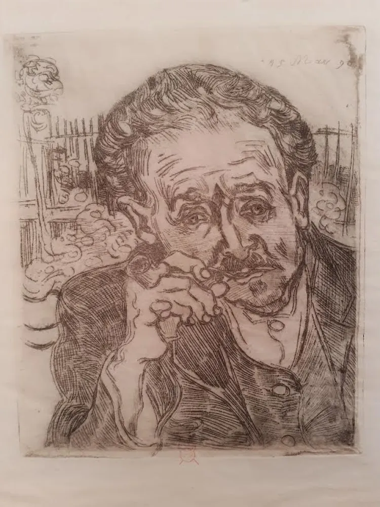 Aguafuerte Van Gogh - L'homme a la pipe (Portrait du Docteur Gachet)
