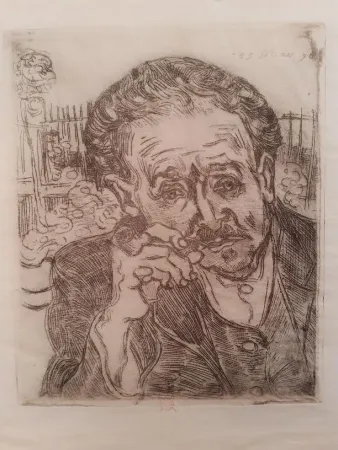 Aguafuerte Van Gogh - L'homme a la pipe (Portrait du Docteur Gachet)