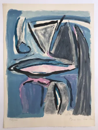 Litografía Van Velde - Ailleurs bleu