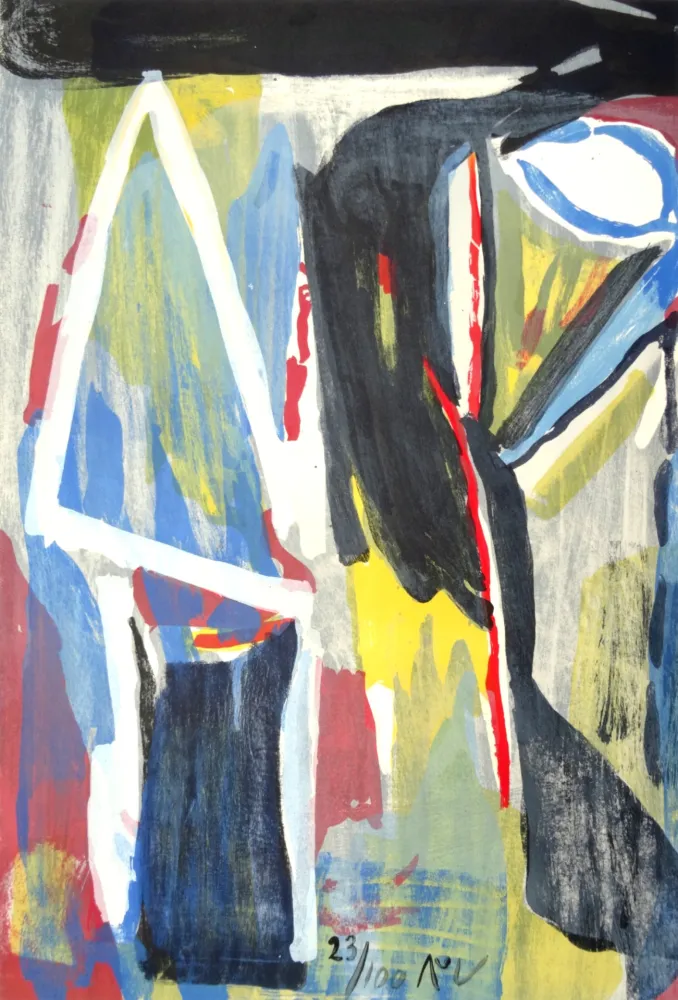 Litografía Van Velde - Composition 9 couleurs
