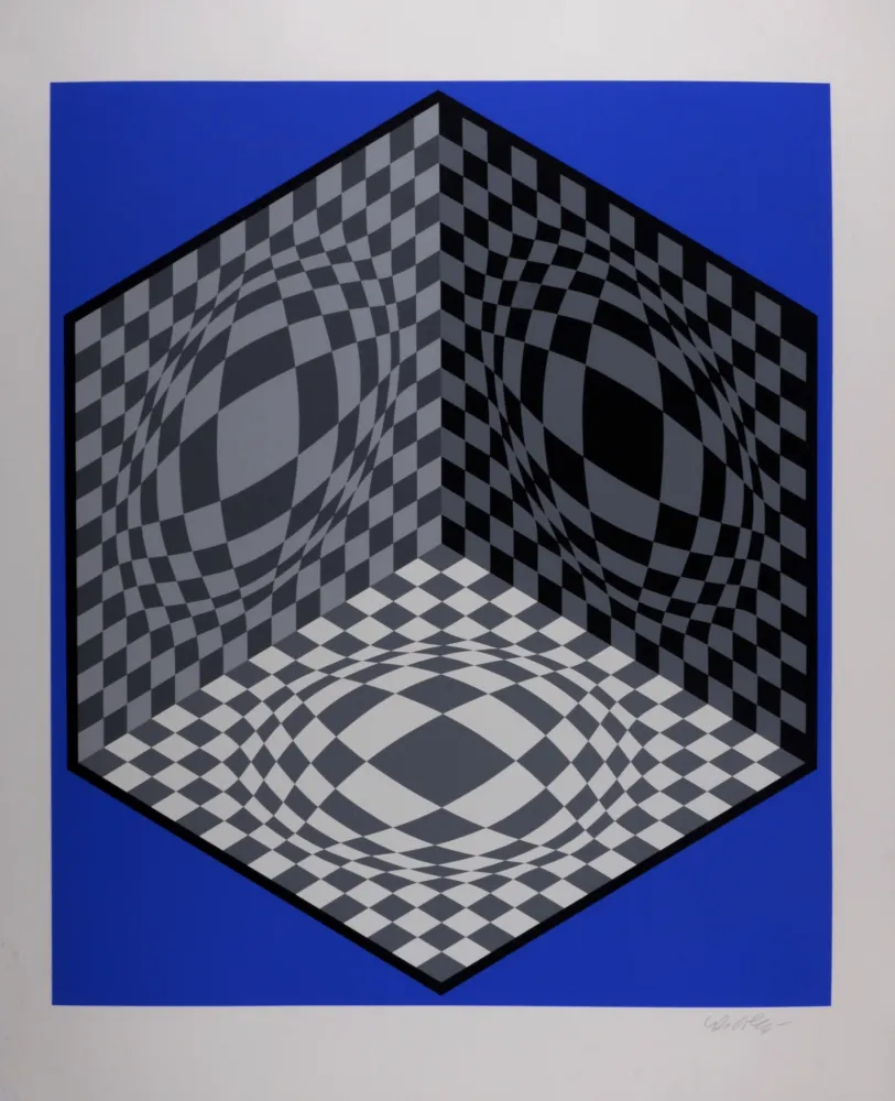 Serigrafía Vasarely - Composition cinétique, circa 1982 - Hand-signed