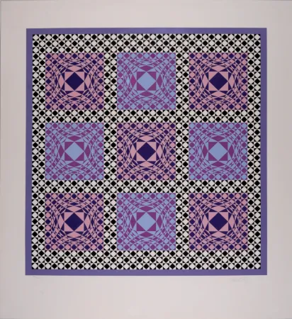 Serigrafía Vasarely - Jatek, 1986 - Large original silkscreen - Hand-signed & numbered!