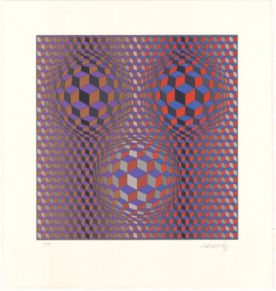 Litografía Vasarely - Konjunktion