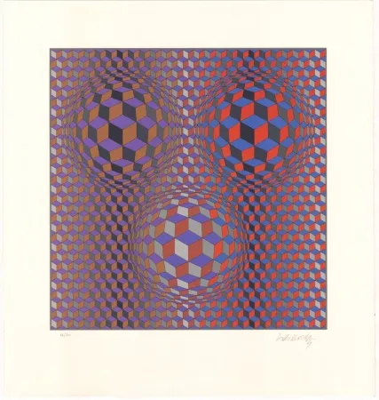Litografía Vasarely - Konjunktion
