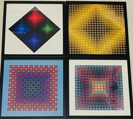 Serigrafía Vasarely - Lot Sérigraphies encadrés