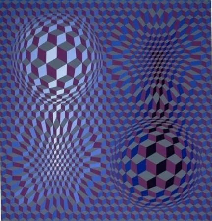 Litografía Vasarely - Metagalaxie