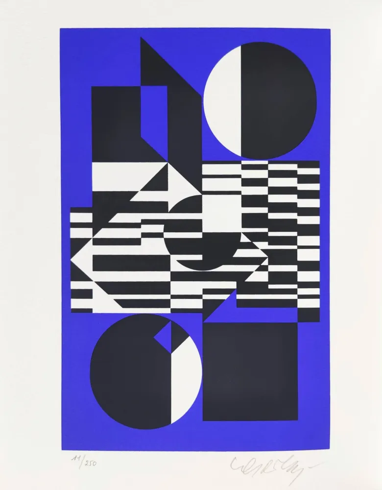 Serigrafía Vasarely - OB-Bleu