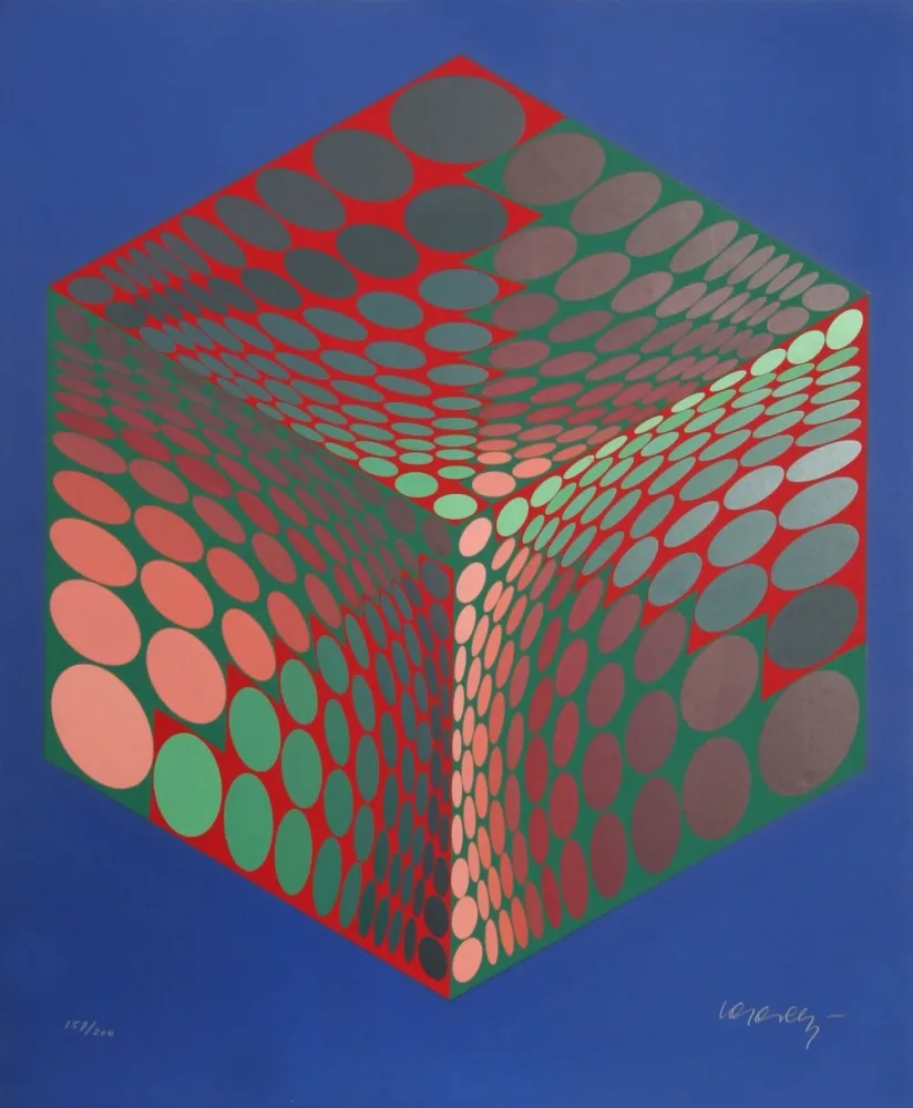 Serigrafía Vasarely - Parmenide (Red, Green, & Blue)