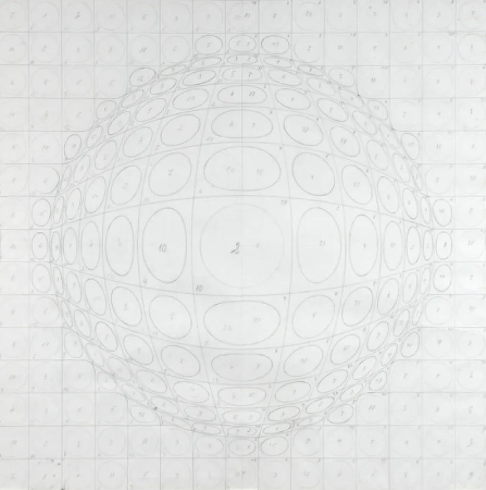 Litografía Vasarely - Pattern for a silk print