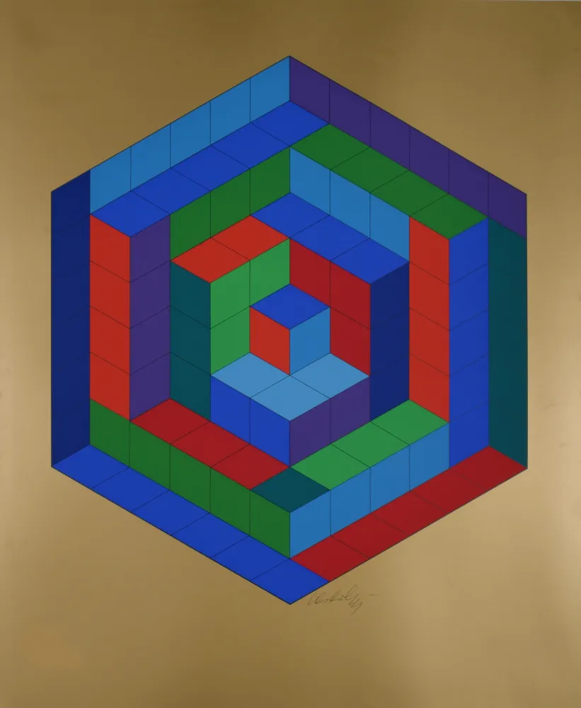 Serigrafía Vasarely - Sin-Hat-A, c. 1974 - Hand-signed!