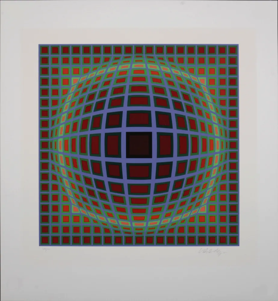 Serigrafía Vasarely - Titan B, 1985 - Hand-signed!