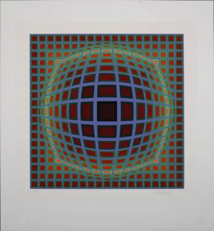Serigrafía Vasarely - Titan B, 1985 - Hand-signed!