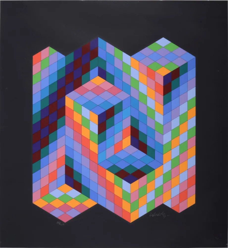 Serigrafía Vasarely - Vaar, 1988 - Hand-signed!