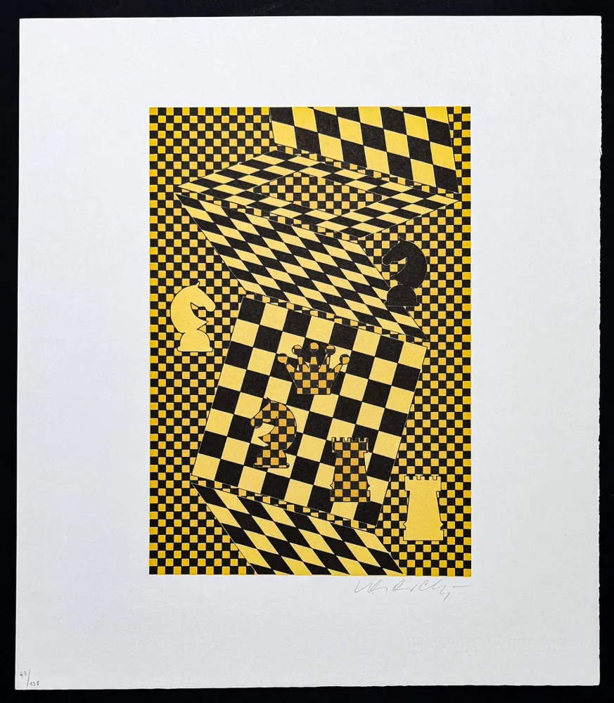 Litografía Vasarely - Victor Vasarely (1906–1997) - ECHIQUIER - Lithograph on BFK Rives paper - 1935