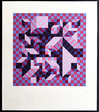 Serigrafía Vasarely - Victor Vasarely (1906–1997) – Quivar-Na – Color silkscreen on paper – 1977