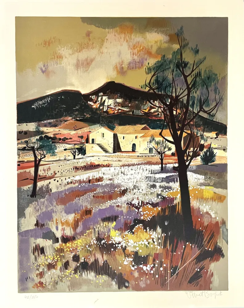 Litografía Vernet Bonfort - Paysage en Provence