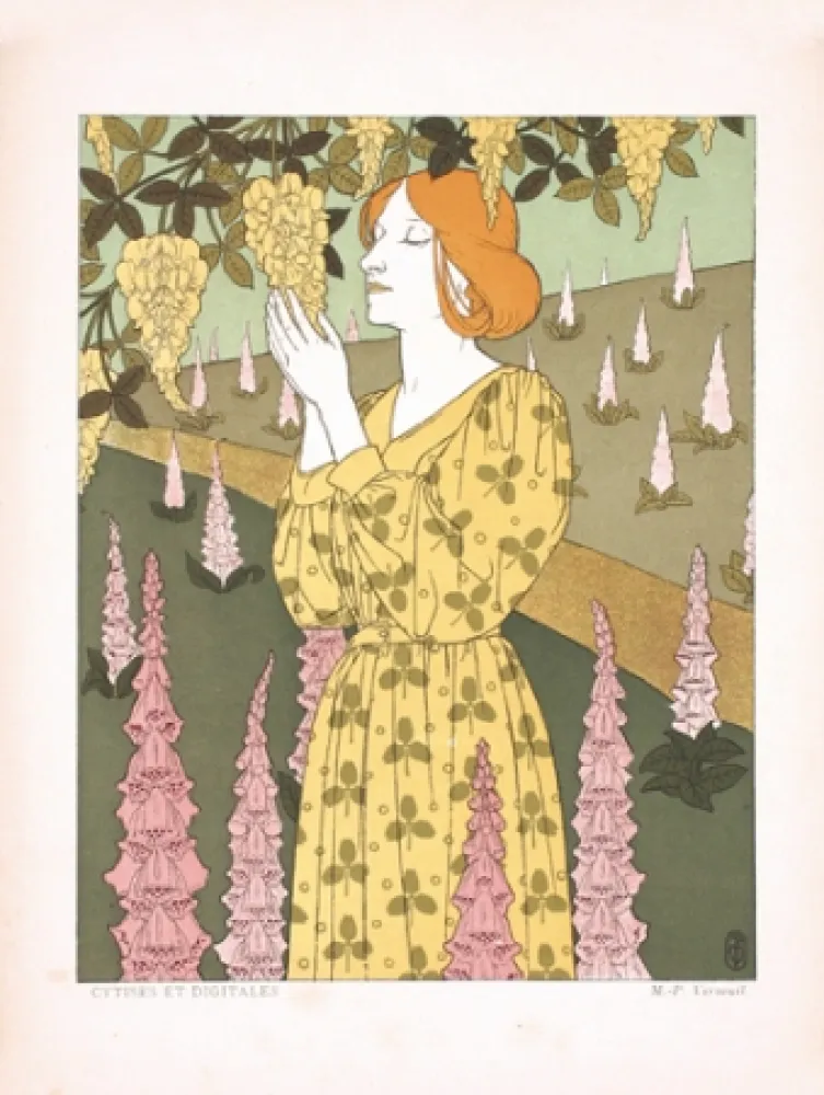 Litografía Verneuil - Cytises et digitales