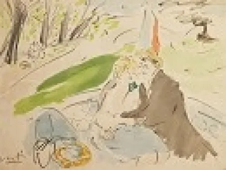 Litografía Vertes - Couple in Park