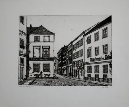 Grabado Vetter - Die Sperlingsgasse