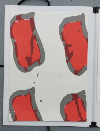 Serigrafía Viallat - Composition Rouge 