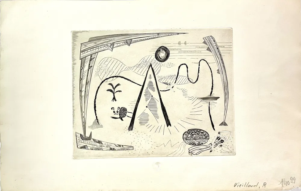 Grabado Vieillard - Jeune Fille à la source