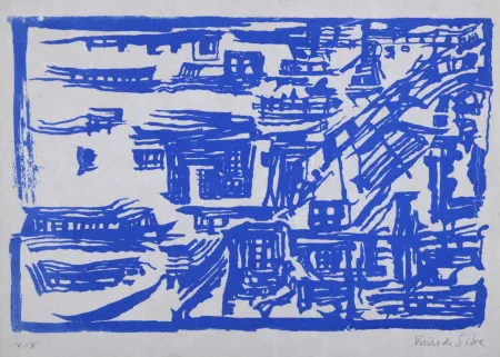 Serigrafía Vieira Da Silva - Composition, 1959 - Hand-signed