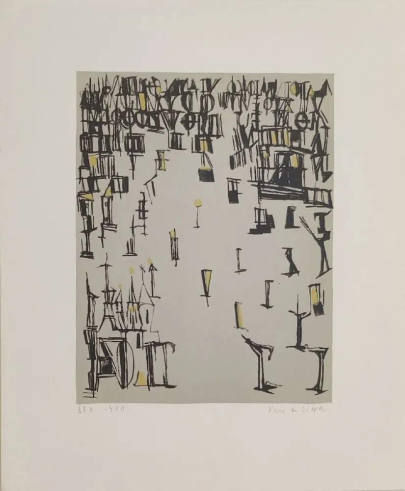 Litografía Vieira Da Silva - Les piétons de Noël 