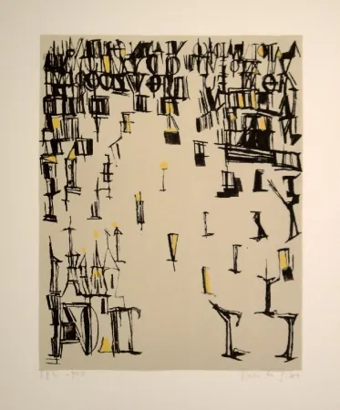 Litografía Vieira Da Silva - Les piétons de noël