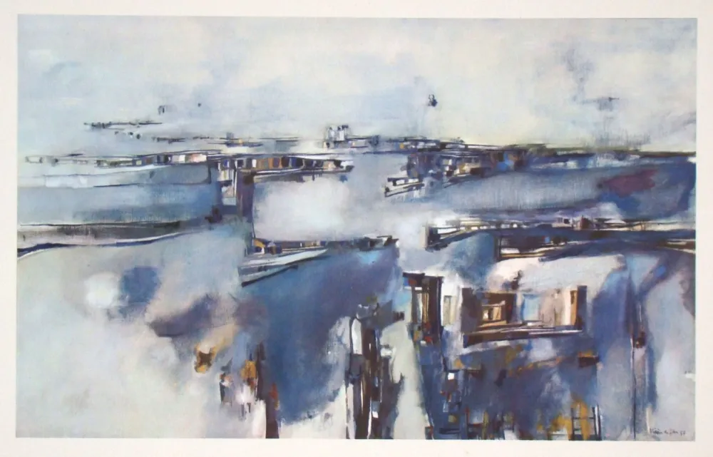 Heliograbado Vieira Da Silva - Port dans le Nord - 1957