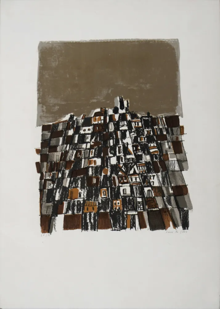 Litografía Vieira Da Silva - Ville espagnole, 1966 - Hand-signed!