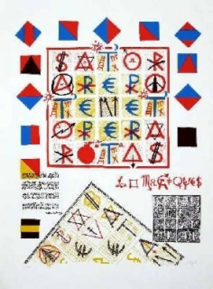 Serigrafía Villeglé - Carré magique