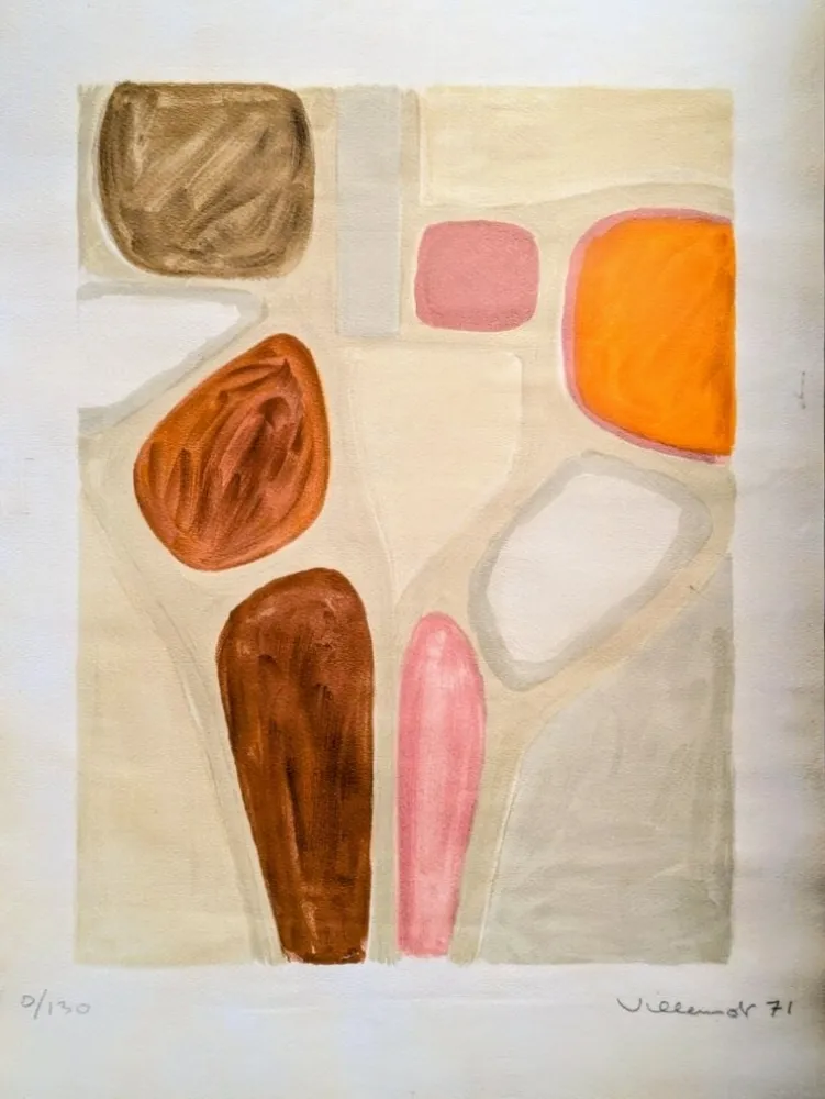 Litografía Villemot - Bernard Villemot - Abstract Shoes - Rare Hand-Signed Original Lithograph, 1971