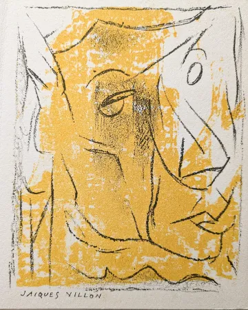 Litografía Villon - Cubist portrait, 1954 - Original lithograph on vellum paper