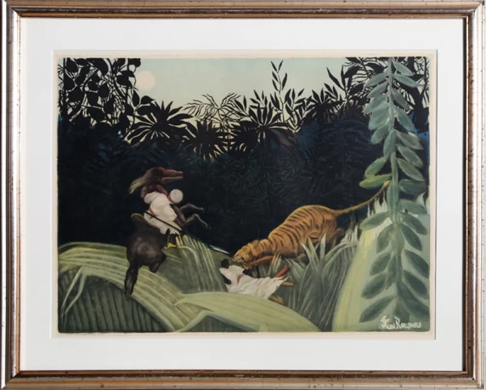 Aguafuerte Y Aguatinta Villon - La Chasse au Tigre after Rousseau