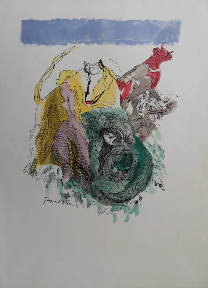 Grabado Villon - Serpent cubiste