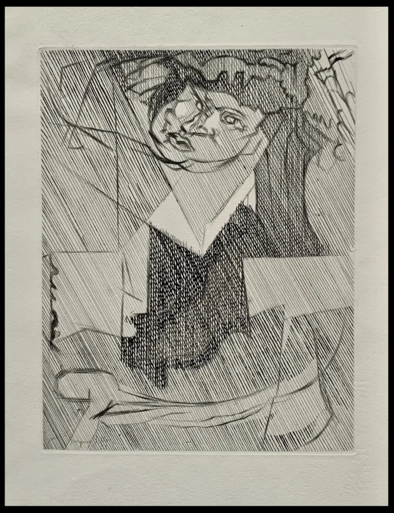 Aguafuerte Villon - Tête de femme 