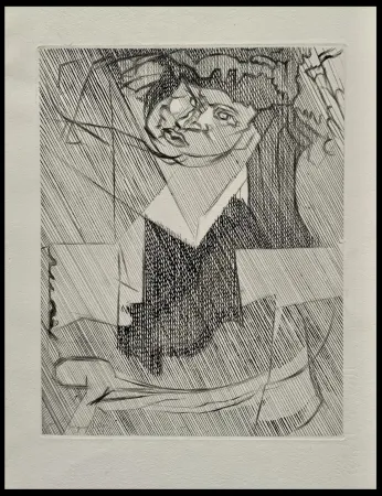 Aguafuerte Villon - Tête de femme 