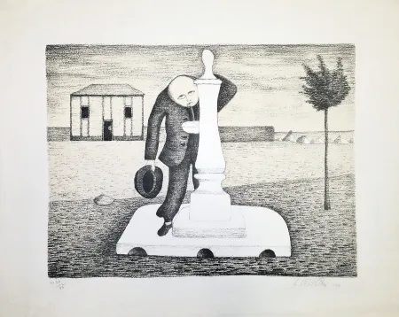 Litografía Viviani - Il bevitore d'acqua