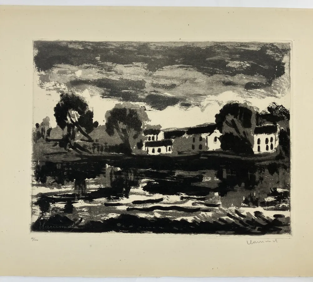 Aguatinta Vlaminck - L'Oise à Cergy, 1924