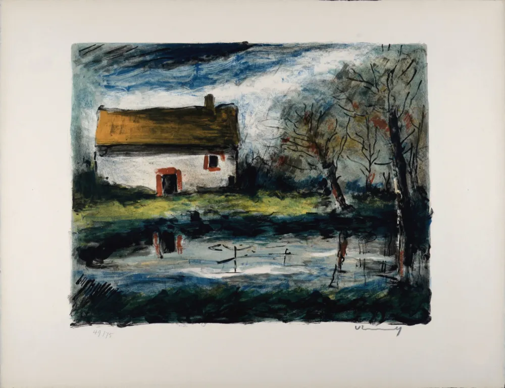 Litografía Vlaminck - Paysage, c. 1955 -  Hand-signed!