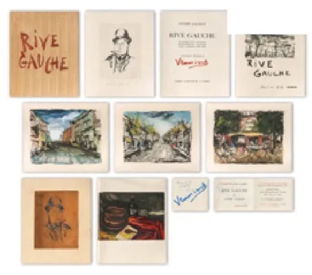Libro Ilustrado Vlaminck - RIVE GAUCHE. Quartier latin - Plaisance - Montparnasse - Les Quais - Saint-Germain-des-Prés. Exemplaire sur Japon nacré avec suites, le cuivre du portrait et une aquarelle originale.