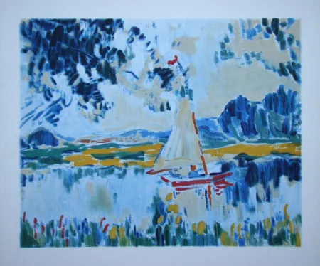 Litografía Vlaminck - Voile sur un lac