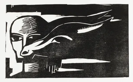 Grabado En Madera Völker - Frau mit Ziege (Woman with Goat)