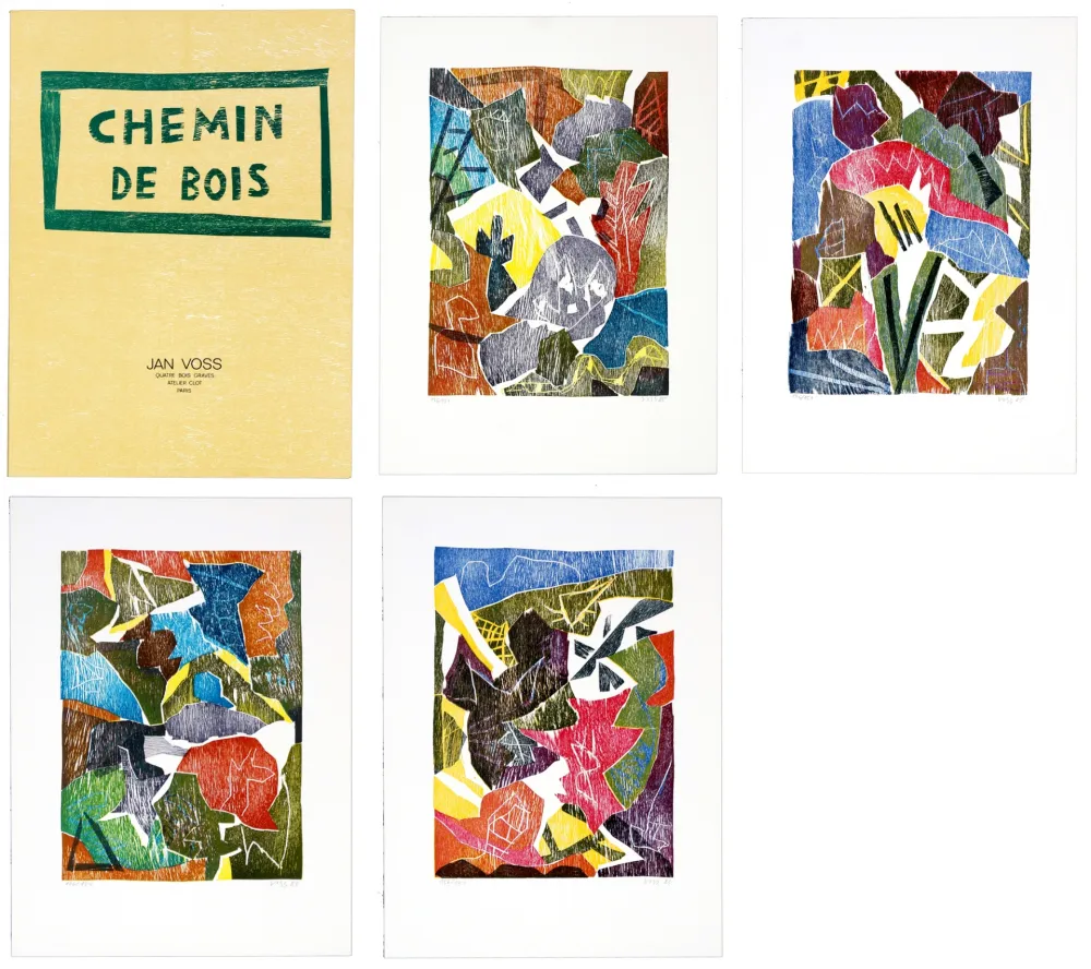 Grabado En Madera Voss - Chemin de bois (la série de 4)