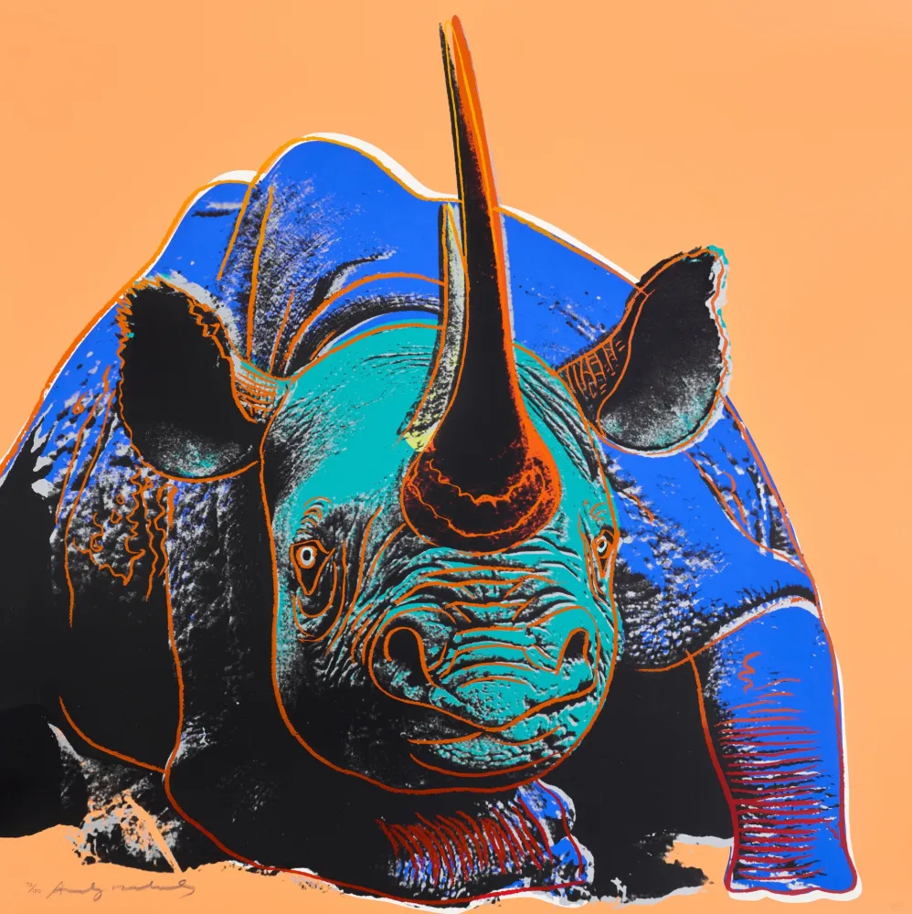 Serigrafía Warhol - Black Rhinoceros