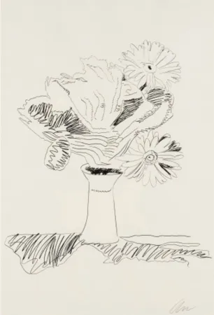Serigrafía Warhol - Flowers (Black and White)