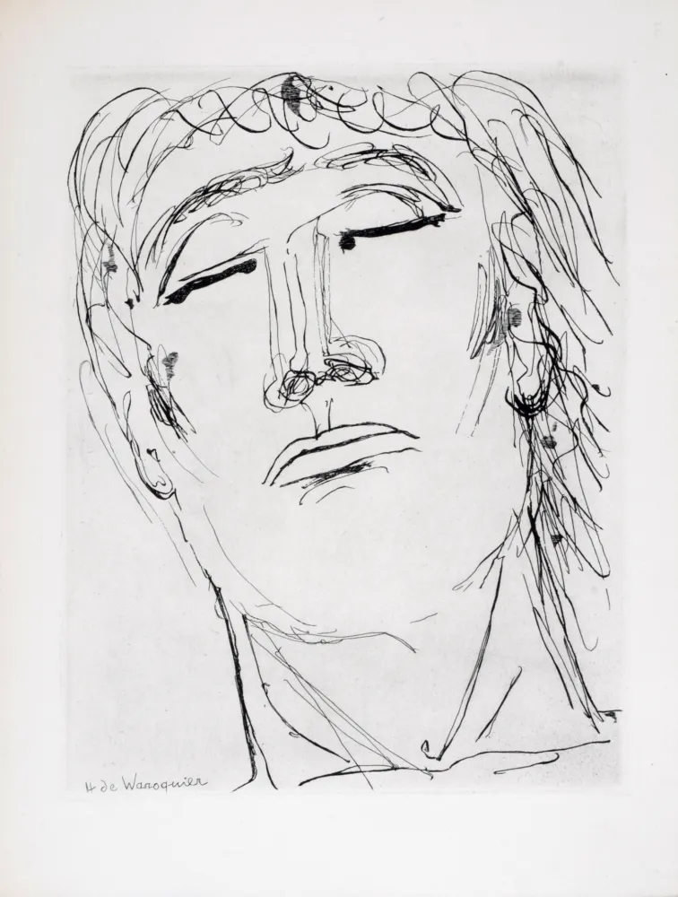 Aguafuerte Waroquier - Figure sereine, 1946