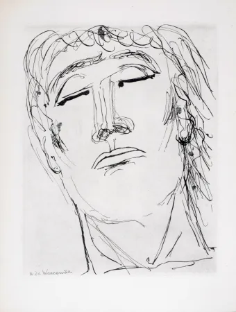 Aguafuerte Waroquier - Figure sereine, 1946