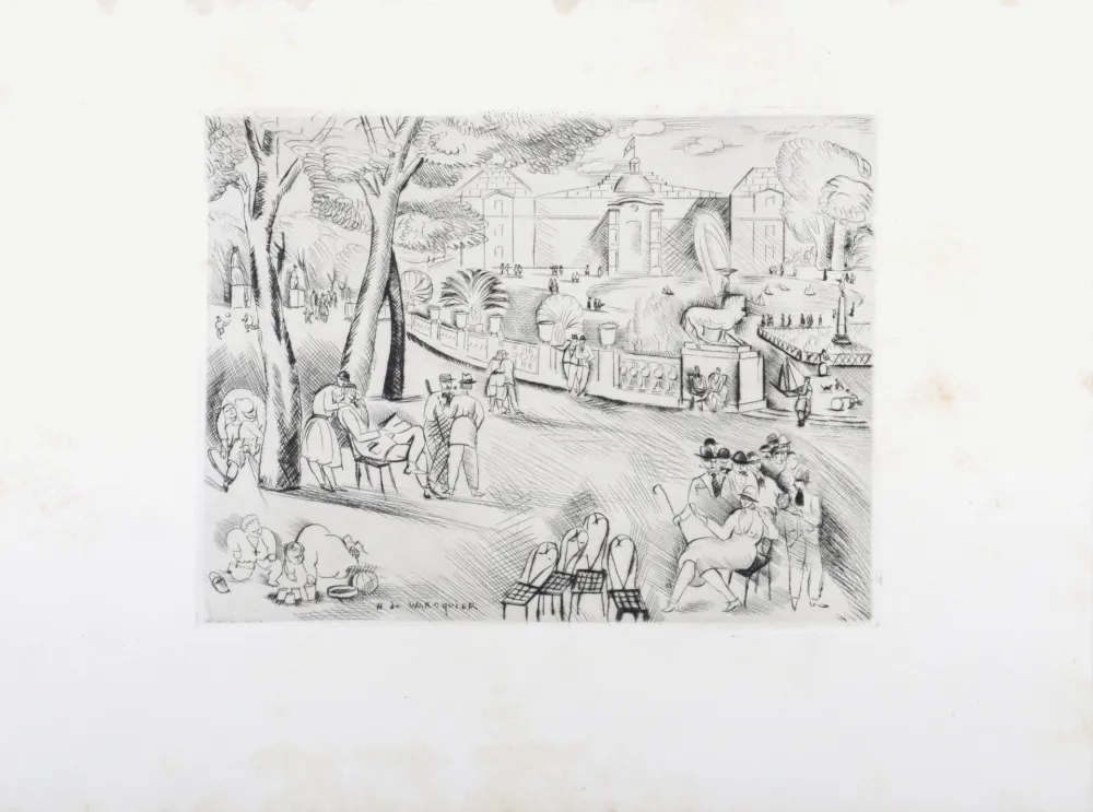 Grabado Waroquier - Jardin du Luxembourg